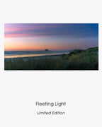 Fleeting Light limited-edition fine art photograph of an Oregon beach beneath a pastel evening sky.