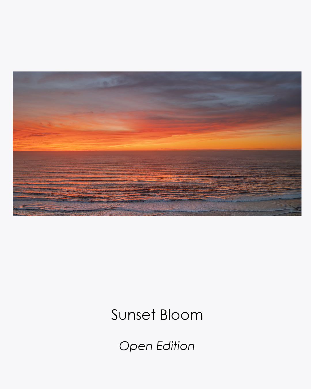 Sunset Bloom open-edition fine art photograph of a vivid orange sunset above the ocean.