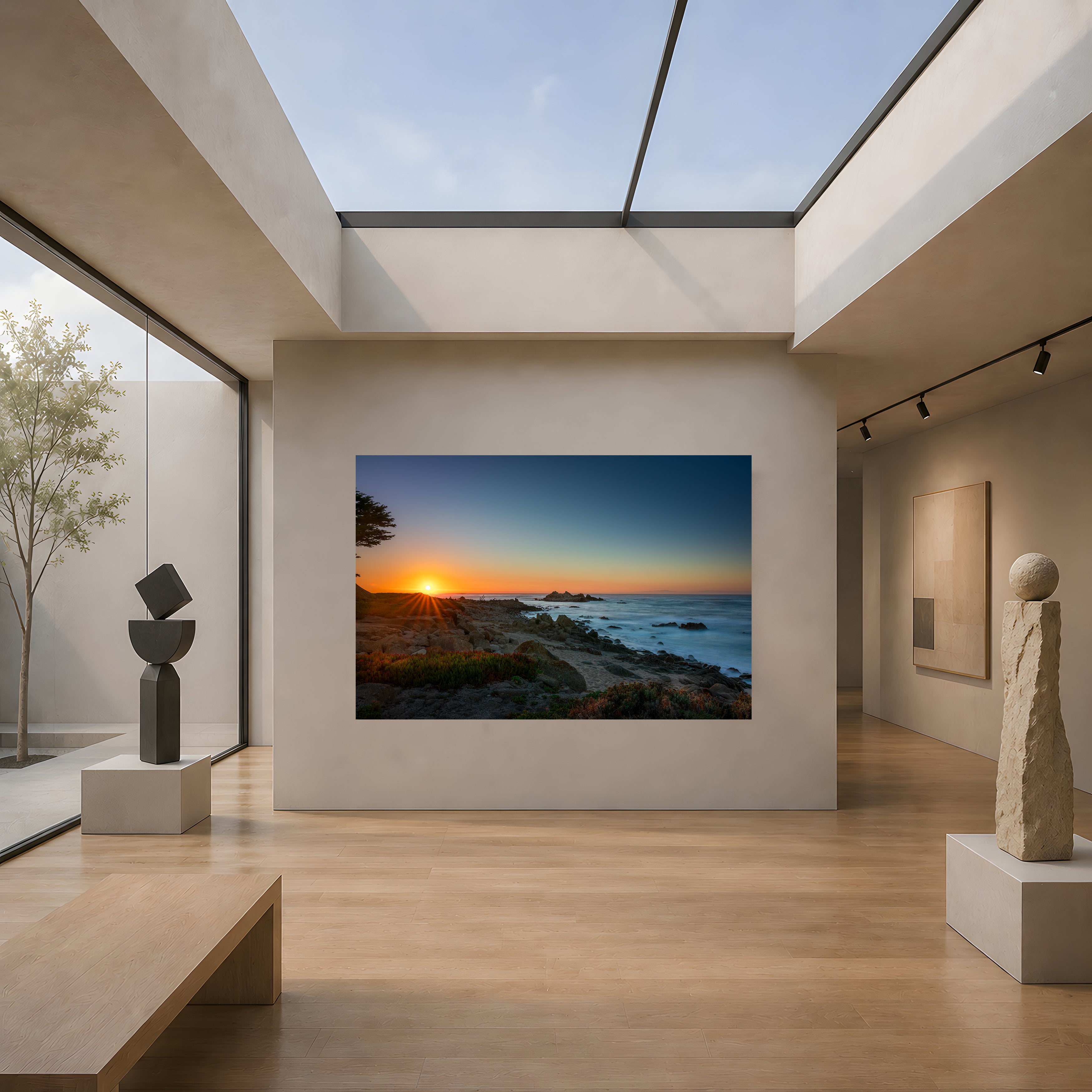 Last Measure displayed as large-format acrylic fine art in a contemporary gallery interior with sculptural artwork.
